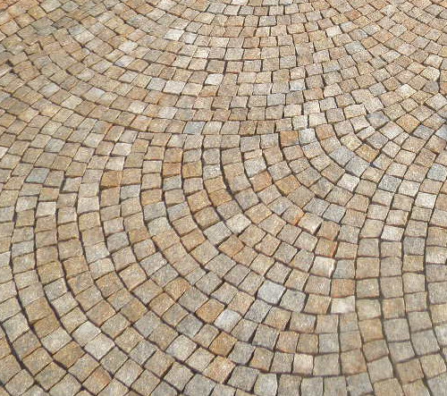 Pavés granit gris et jaune
